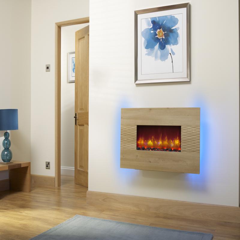 Be Modern Orlando Odessa Oak Finish Wall Mounted Electric Fire